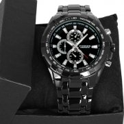 CURREN Fashion Black Stainless Steel Luxury Sport Analog Quartz Clock Mens Wrist Watch