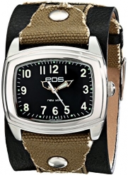 EOS New York Unisex 92LBLKGRY Fuse Two Tone Leather Strap Watch