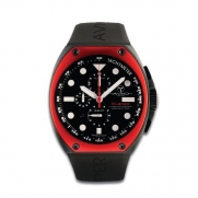 Avio Milano Men's Quartz Watch with Black Dial Chronograph Display and Black Rubber Strap SA BK 2001
