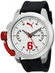 PUMA Men's PU103781001 Advance Silver Analog Display Japanese Quartz Black Watch