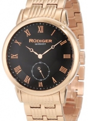 Rudiger Men's R3000-09-007 Leipzig Rose Gold IP Black Dial Roman Numeral Watch