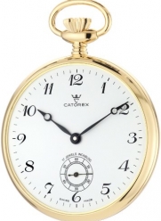 Catorex Men's 170.6.1810.120 Les Breuleux 18k Gold Plated Brass White Dial Pocket Watch