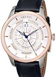 Gevril Men's 2003 Columbus Circle Stainless Steel and Gold-Plated Automatic Watch with Blue Leather Band