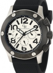 Giulio Romano Men's GR-3000-04-001 Piemonte Luminous Silver Dial Black IP Bezel Dual-Time Day-Date Black Silicone Strap Watch