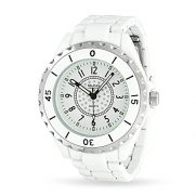Bling Jewelry Womens White Enamel Crystal Dial Fashion Stainless Steel Back Watch