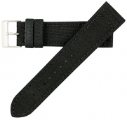 22mm Black Genuine Cordura Hadley Roma Padded Stitched Watch Band Strap MS850