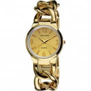 Vernier Women's VNR11081YG Gold-Tone Metal Interlocking Chain Bracelet Watch