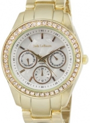 Womens Rhinestone Accented Large Face Bracelet Watch in Gold-Tone Jade LeBaum - JB202729G