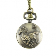 Youyoupifa Wholesale 5pcs/lot Bronze Chinese Zodiac Horse Pattern Case Quartz Pocket Watch