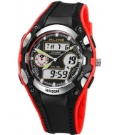 50m Water-proof Digital-analog Boys Girls Sport Digital Watch with Alarm Stopwatch Chronograph 9132-Red