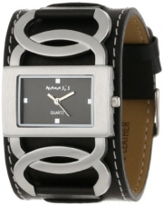 Nemesis Women's NS104K Black Collection Cross Arc Leather Band Watch