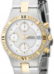 Pulsar Women's PF8212 Crystal Accented Chronograph Two-Tone Stainless Steel Watch