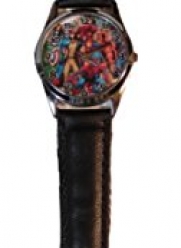 Marvel Comics Super Heroes Group Pose Genuine Leather Band WRIST WATCH