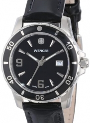 Wenger Women's 70365 Sport Black Dial Black Leather Watch