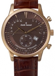 Claude Bernard Men's 01506 37R BRIR Classic Rose Gold PVD Brown Dial Chrono Leather Watch