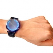 Neewer Fashionable Blue LED Digital Touchscreen Watch with Soft Leather Strap
