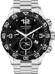 Claude Bernard Aquarider Black Dial Chronograph Dive Watch 10202-3-NIN