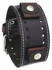 Nemesis #STH-BB Dark Brown Wide Leather Cuff Wrist Watch Band
