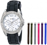 XOXO Women's XO9028 Watch Set with Seven Interchangeable Silicone Rubber Straps