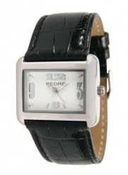 Pedre Women's Silver-Tone Watch with Black Croc-Embossed Leather Strap # 6315SX-Black Croc