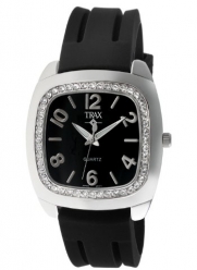 Trax Women's TR1740-BB Malibu Fun Black Rubber Black Dial Crystal Watch