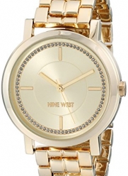 Nine West Women's NW/1642CHGB Glitter Accented Gold-Tone Bracelet Watch
