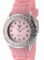 Trax Women's TR3925-PK Rox Pink Rubber Pink Dial Crystal Bezel Watch