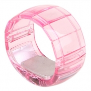 HDE Women's Digital LED Display Bracelet Watch with See Thru Crystal Candy Color Pink Band