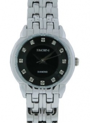Elgin Diamond EG7042 Women's Analog Black Round Silver Tone Bracelet Style Watch