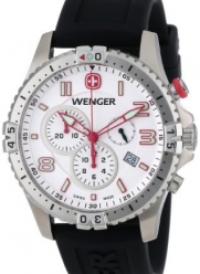 Wenger Men's 77050 Squadron Chrono White Dial Rubber Strap Watch