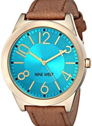 Nine West Women's NW/1660TQCM Turquoise Dial Tan Leather Strap Watch