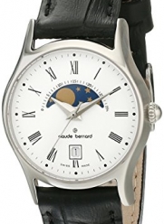 Claude Bernard Women's 39009 3 BR Classic Ladies Moon Phase Analog Display Swiss Quartz Black Watch