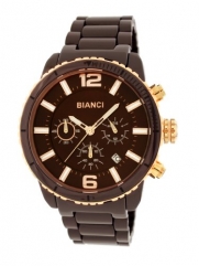 Roberto Bianci Unisex Rose Gold Plated Brown Ceramic Chronograph Watch-5875M
