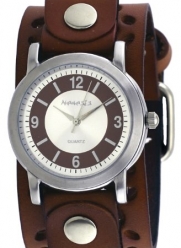 Nemesis #PLB094B Retro Dual Collection Design Patterned Wide Leather Band Watch