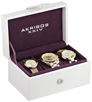 Akribos XXIV Women's AK738YG Analog Display Swiss Quartz Gold Watch Set