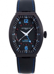Montres De Luxe Men's EXN 9501 Estremo Black Titanium and Aluminum Luminous Leather Date Watch