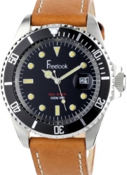 Freelook Men's HA5305-4 Sea Diver Stainless Steel Brown Leather Band Black Dial Watch