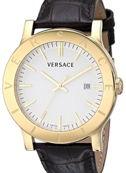 Versace Men's VQB030000 Acron Gold-Plated Watch with Brown Leather Band
