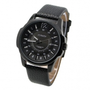 Curren 8123 Modern Business Men Watch with Big Round Leather Band(All Black)