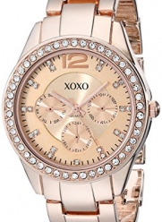 XOXO Women's XO5477 Rose Gold Bracelet With Rhinestones Accent Bezel Watch