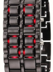 GGI International Men's MLed-Lava-BR Black Stainless Steel Lava RED LED Digital Bracelet Watch