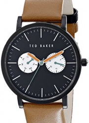 Ted Baker Men's 10024530 Black Stainless Steel Watch with Brown Leather Band
