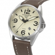Torgoen T10 Series Leather Strap Cream Dial Men's watch #T10104