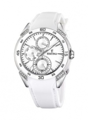 Festina Multifunction Crystal Accents Ceramic Bezel White Dial Women's watch #F16394/1