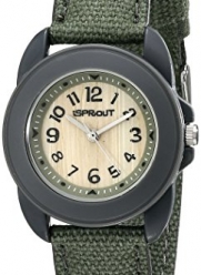 Sprout Women's ST/1048GYGYDG Dark Green Organic Cotton Strap Bamboo Dial Watch
