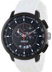 Versus by Versace Men's SGV050013 Manhattan Black Ion-Plated Coated Stainless Steel White Rubber Strap Watch