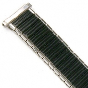 Watch Band Expansion Strech Metal Black with Silver color edges fits 16mm to 19mm Extra Long 7 Inches
