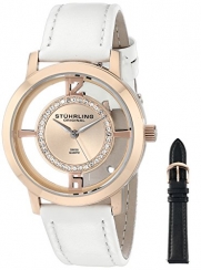 Stuhrling Original Women's 388L2.SET.03 Winchester Tiara 16k Rose Gold-Plated Stainless Steel and Swarovski Crystal Watch with Additional Leather Strap