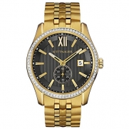Wittnauer WN3032 Crystal Pave Bezel Stainless Steel Yellow Gold Tone Black Dial Men's Watch
