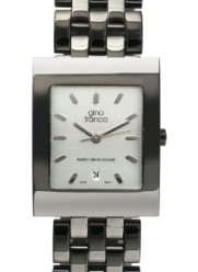 gino franco Men's 927SL Square Gunmetal Ion-Plated Bracelet Watch